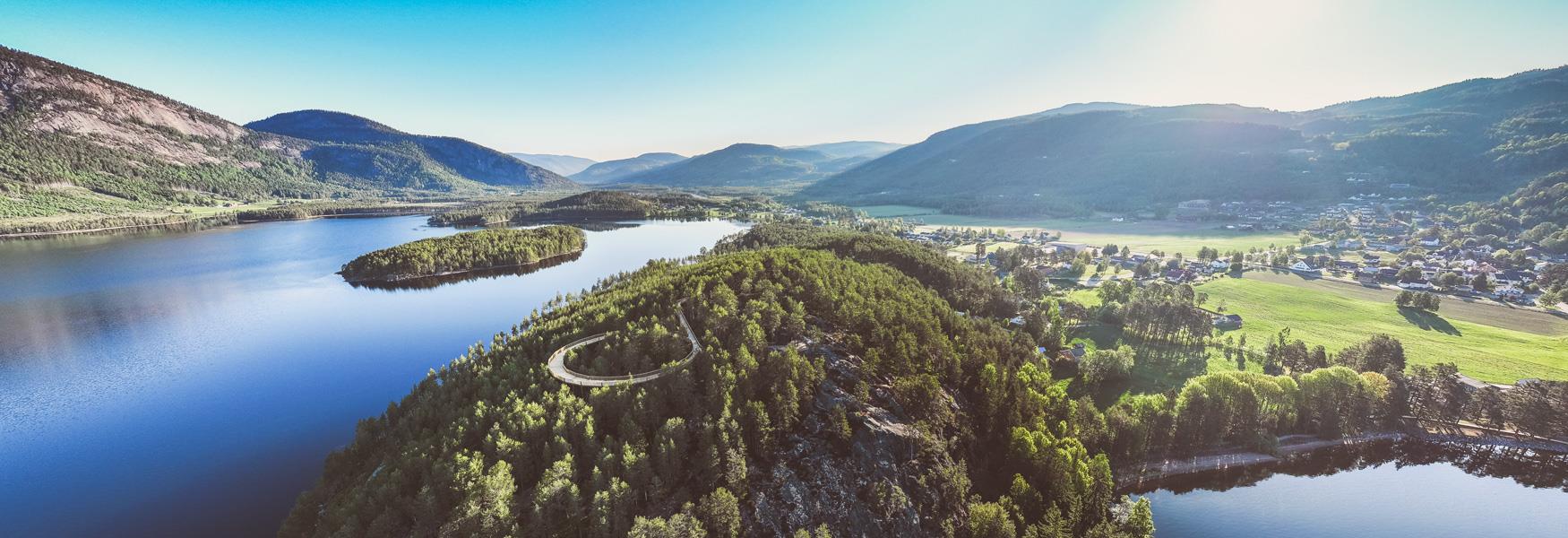 drone image over Hamaren and Fyresdal