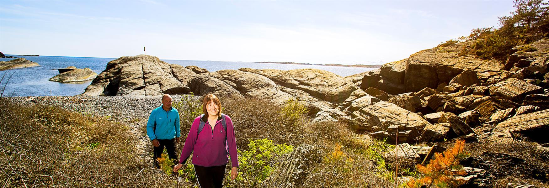 hiking along the coastal path in Bamble