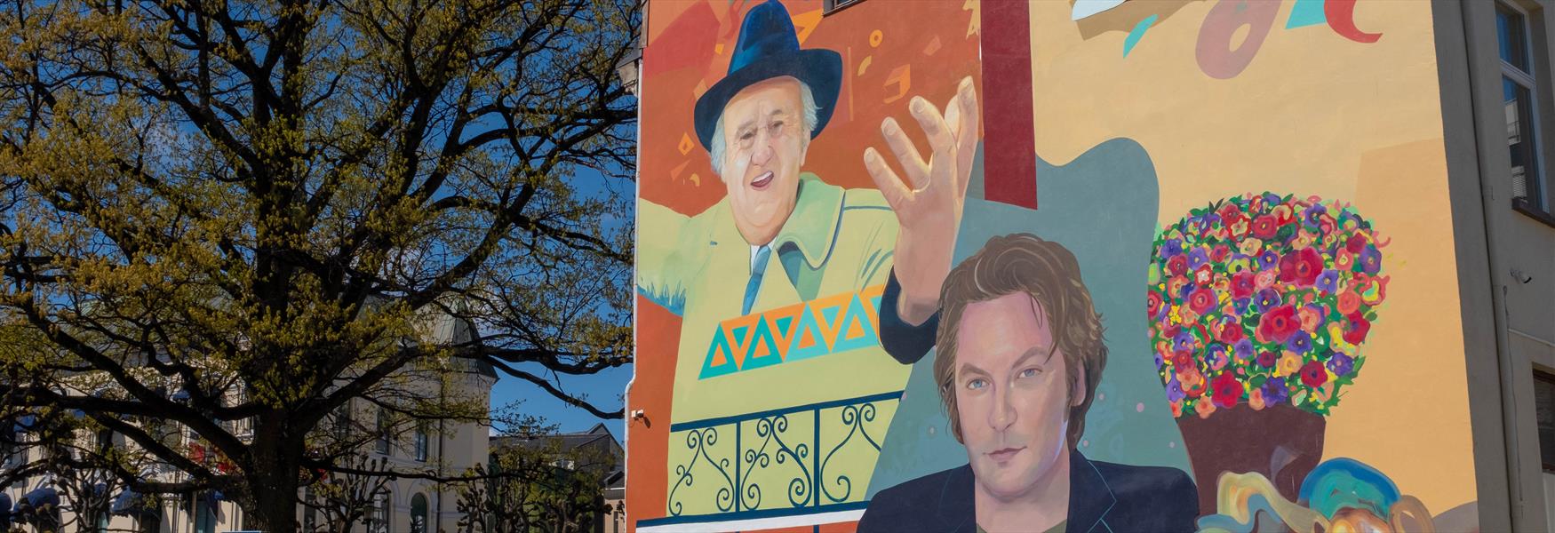 wall with street art in Skien