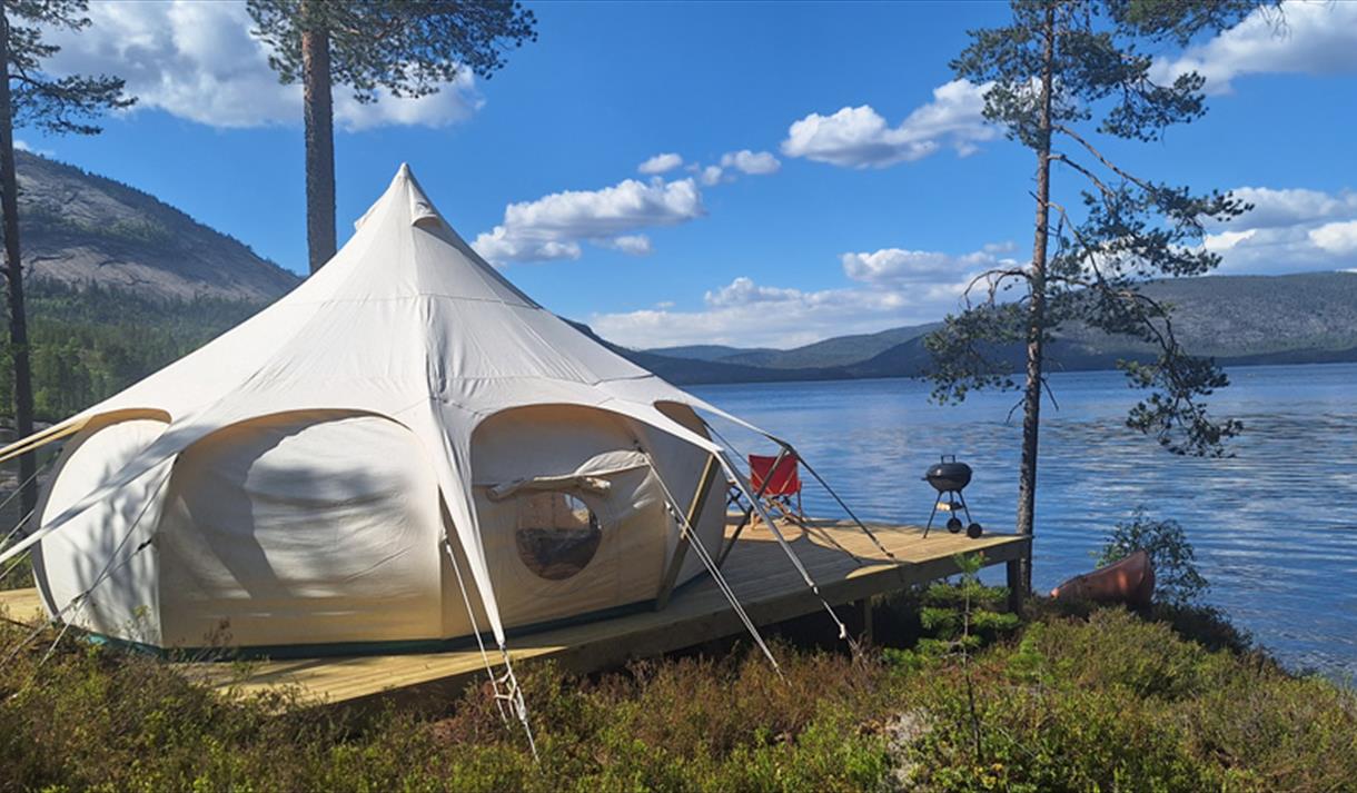 Glamping tent right by the water