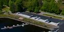 drone image of motorhome parking and guest jetty at Dalenbrygge