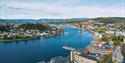 drone photo of Porsgrunn and the Porsgrunn River