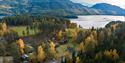 drone image of Kviteseid farmstead in autumn