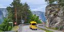Bus with bicycle trailer that runs between Vrådal and Åmli in the summer