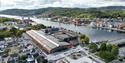 drone image of Down Town Porsgrunn